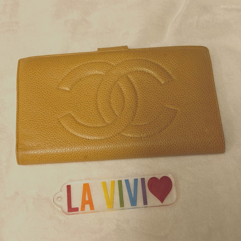 CHANEL Mustard Leather Wallet